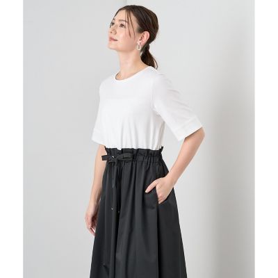 美品　アナイ　2024 コットンスムースワンピース　38 フレア　リボン 美品 アナイ 2024 コットンスムースワンピース 38 フレア リボン