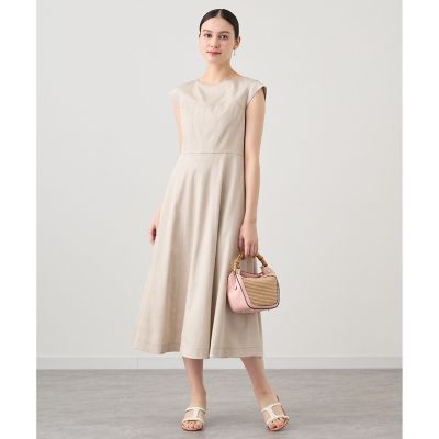 アナイ　24SS　デニムライクフレアワンピース　ベージュ　フレンチスリーブ　36 デニムライクフレア ワンピース | ANAYI/アナイ | 三越伊勢丹