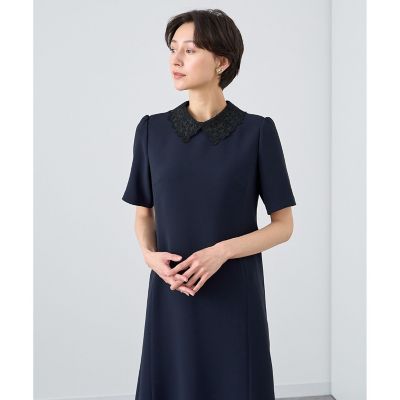 ストレッチクロス衿付きワンピース