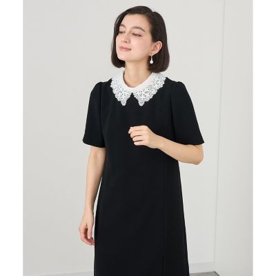 ストレッチクロス衿付きワンピース