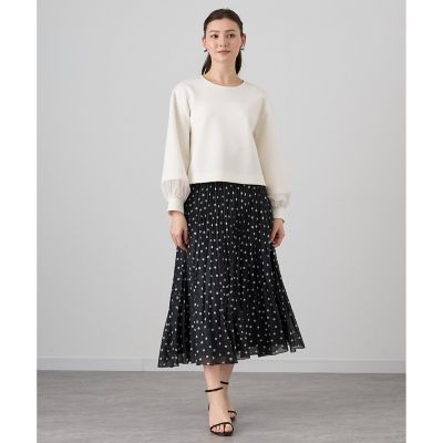 アナイ ANAYI 24SS ダブルジャージー袖シアープルオーバー カットソー 36 紺 /MI ■OS レディース ダブルジャージー袖シアープルオーバー | ANAYI/アナイ | 三越