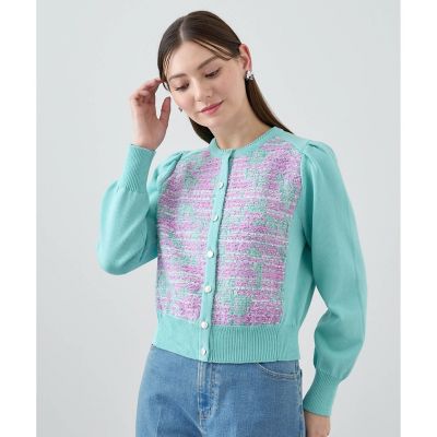 【セットアップ対応商品】ツイードドッキングジャケット　カーディガン