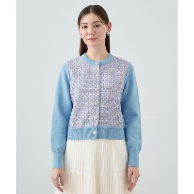 セットアップ対応商品】フィルムラメツイードコンビ カーディガン