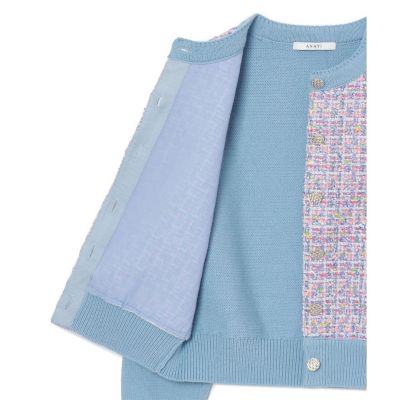 セットアップ対応商品】フィルムラメツイードコンビ カーディガン 
