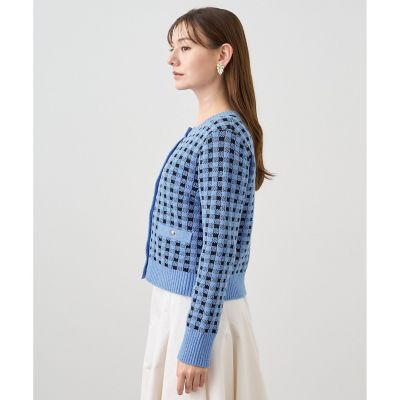 【セットアップ対応商品】ギンガムブークレ　カーディガン