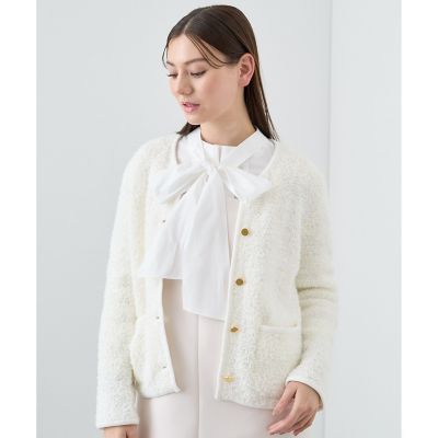 アナイ ANAYI モールコンビポケットカーディガン オフホワイト モールコンビポケットカーディガン | ANAYI/アナイ | 三越伊勢丹