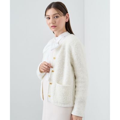 アナイ ANAYI モールコンビポケットカーディガン オフホワイト モールコンビポケットカーディガン | ANAYI/アナイ | 三越伊勢丹