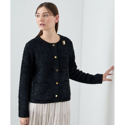 アナイ ANAYI モールコンビポケットカーディガン オフホワイト ANAYI（アナイ）の「モールコンビポケット カーディガン