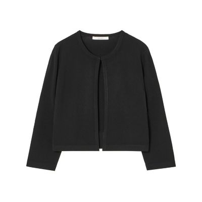 ANAYI レーヨンナイロン 天竺 クルーネックカーディガン 黒 レーヨンナイロン天竺クルーネックカーディガン | ANAYI/アナイ