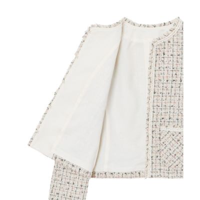 【セットアップ対応商品】ファンシーラメツイードノーカラー　ジャケット