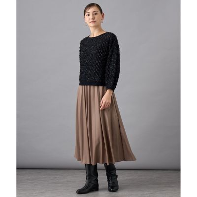 レザーライクサテンプリーツ　スカート