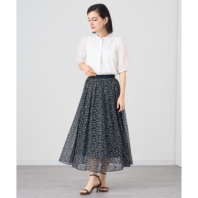 ＊美品【ANAYI アナイ】スカート　タック　フレア　ロング　フラワー　36 美品【ANAYI アナイ】スカート タック フレア ロング フラワー