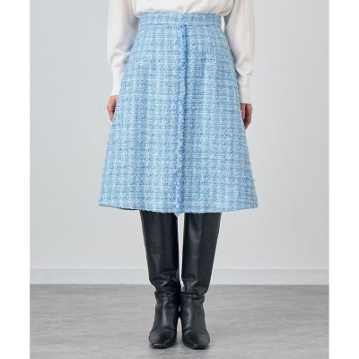 ブルーツイードフリンジミニスカート