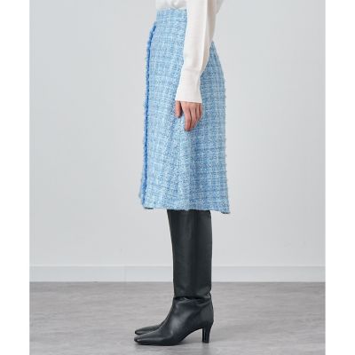 ブルーツイードフリンジミニスカート