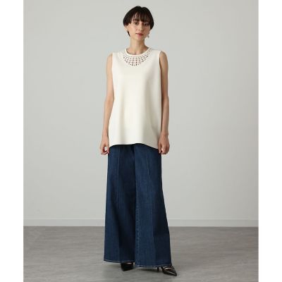 ストレッチデニムワイドパンツ