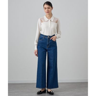 ストレッチデニムワイドパンツ