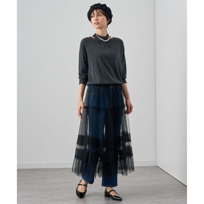 ストレッチデニムストレートパンツ