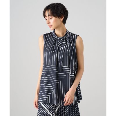 【セットアップ対応商品】幾何プリントボウタイ　ブラウス
