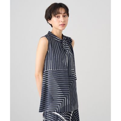 【セットアップ対応商品】幾何プリントボウタイ　ブラウス