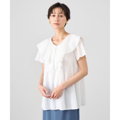 【美品】ANAYI シアーオーガンジーラッフルブラウス 38 シアーオーガンジーラッフル ブラウス | ANAYI/アナイ | 三越伊勢丹