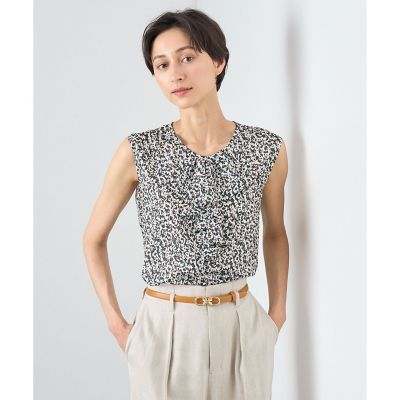 【セットアップ対応商品】モノトーンモザイクラッフル　ブラウス