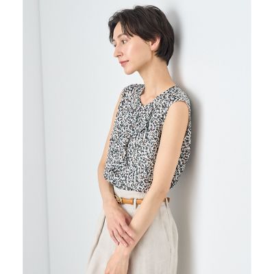 【セットアップ対応商品】モノトーンモザイクラッフル　ブラウス