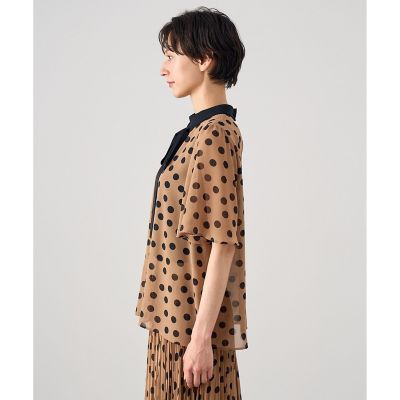 【セットアップ対応商品】ポルカドットボウタイ　ブラウス