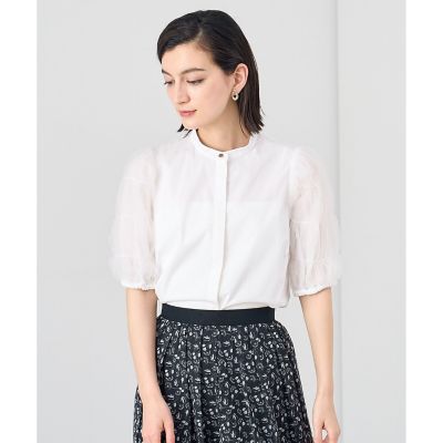 【SALE】ANAYI/アナイ タイプライターチュールスリーブ ブラウス 01ホワイト トップス【三越伊勢丹/公式】