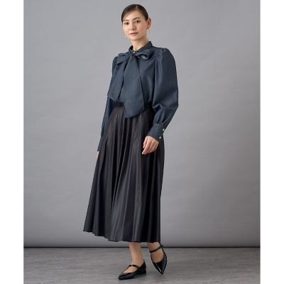 【セットアップ対応商品】ウールデニムライクボウ　ブラウス