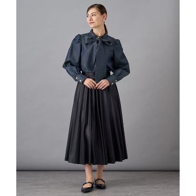 【セットアップ対応商品】ウールデニムライクボウ　ブラウス