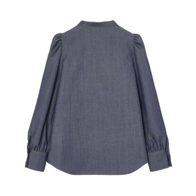 【セットアップ対応商品】ウールデニムライクボウ　ブラウス