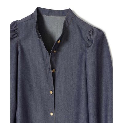 【セットアップ対応商品】ウールデニムライクボウ　ブラウス