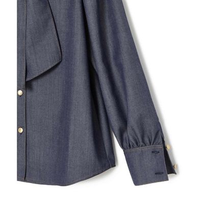 【セットアップ対応商品】ウールデニムライクボウ　ブラウス