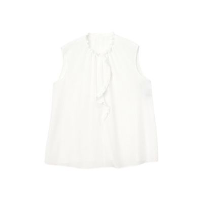 クレープデシンフロントラッフルブラウス