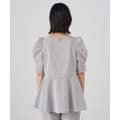【セットアップ対応商品】サッカーストレッチペプラムブラウス