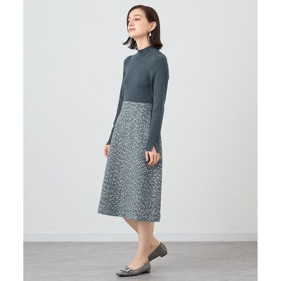 【セットアップ対応商品】グレートーンツイードコンビ　ワンピース