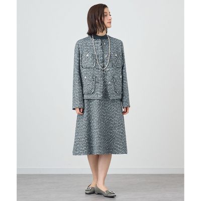 【セットアップ対応商品】グレートーンツイードコンビ　ワンピース