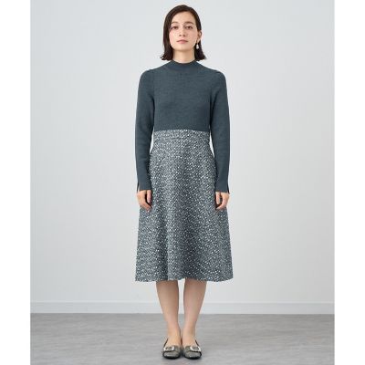 【セットアップ対応商品】グレートーンツイードコンビ　ワンピース