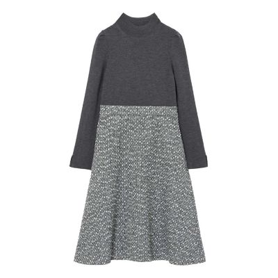 【セットアップ対応商品】グレートーンツイードコンビ　ワンピース