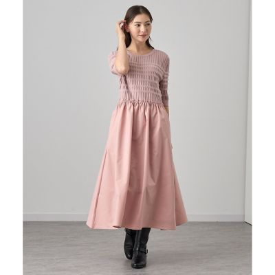 フェミニンコーデ♪アナイANAYI　ドッキングフレアワンピース　黒×ボーダー フェザーボーダードッキングワンピース | ANAYI/アナイ | 三越