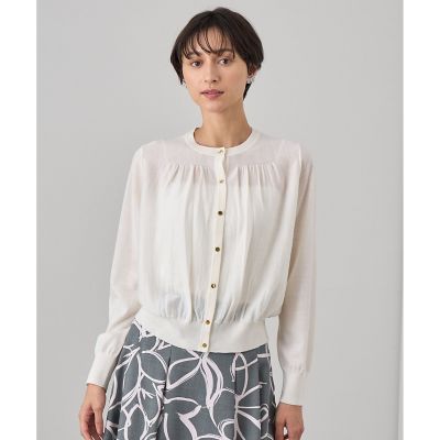 【SALE】ANAYI/アナイ エキストラメリノギャザークルー カーディガン アイボリー トップス【三越伊勢丹/公式】