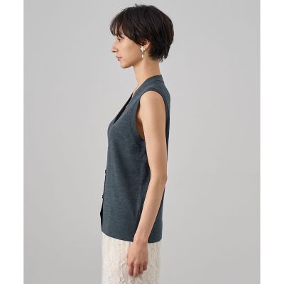 ANAYI - アナイ 24AW エキストラメリノジレ ベスト ニット 前開き 36 チャコール ANAYI - アナイ 24AW エキストラメリノジレ ベスト ニット 前
