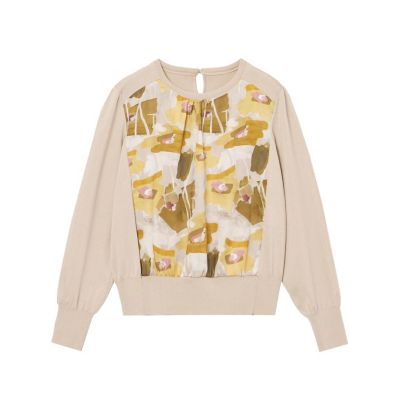 ペイントフラワープリントクルーネック プルオーバー | ANAYI/アナイ