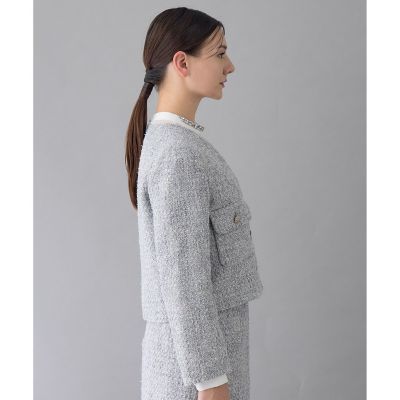 【セットアップ対応商品】メタルシャギーツイードＶネック　ジャケット