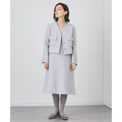 【セットアップ対応商品】メタルシャギーツイードＶネック　ジャケット