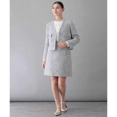 【セットアップ対応商品】メタルシャギーツイードＶネック　ジャケット