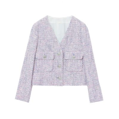 【セットアップ対応商品】メタルシャギーツイードＶネック　ジャケット