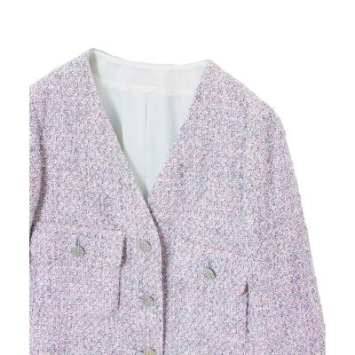 【セットアップ対応商品】メタルシャギーツイードＶネック　ジャケット