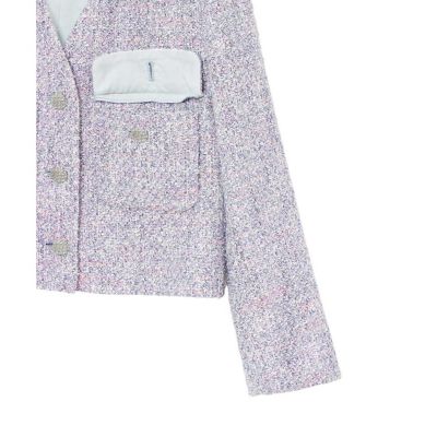 【セットアップ対応商品】メタルシャギーツイードＶネック　ジャケット