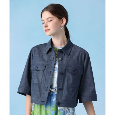 ＜ANAYI＞スラブデニムライク５分袖ブルゾン